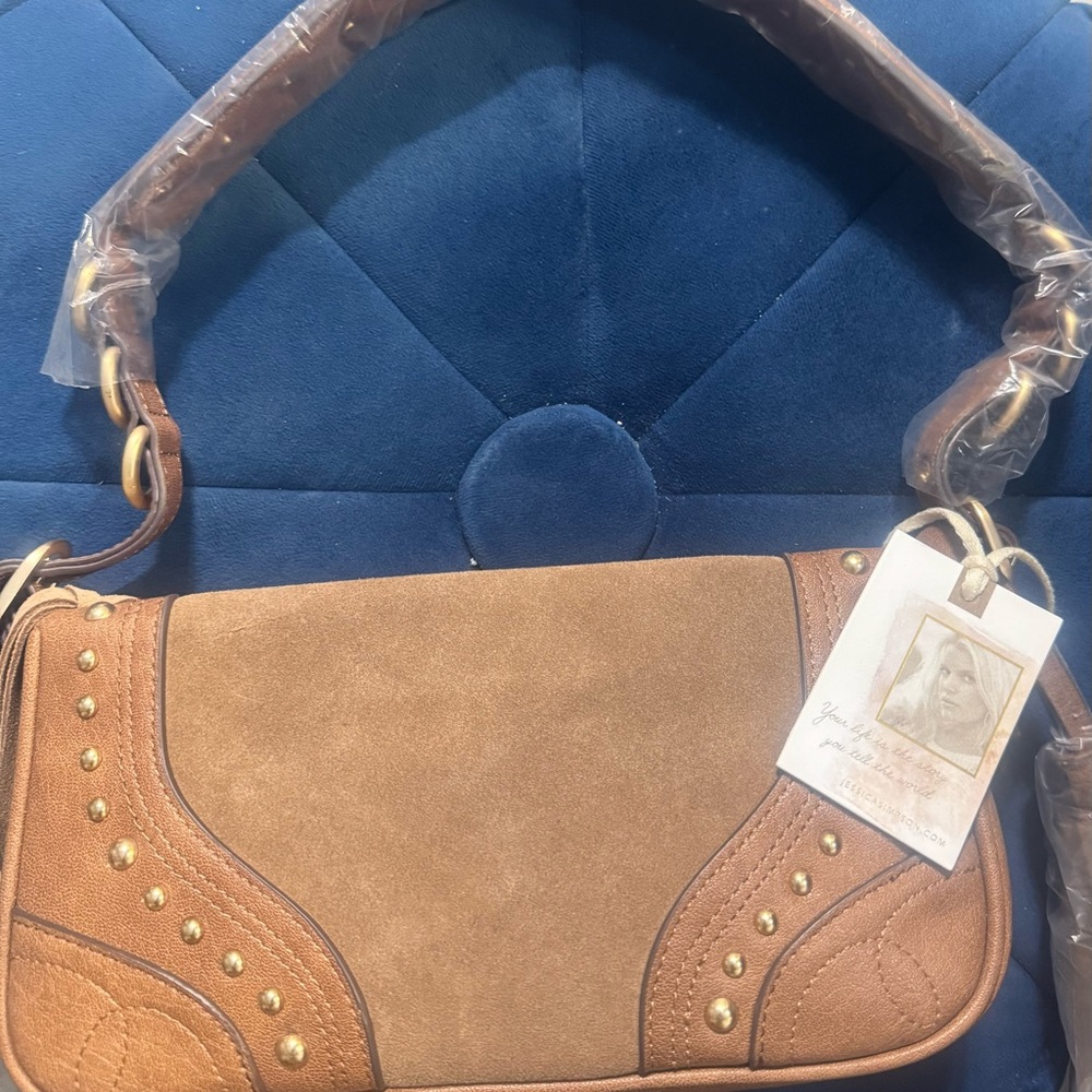 Jessica Simpson Tan Studded Shoulder Bag